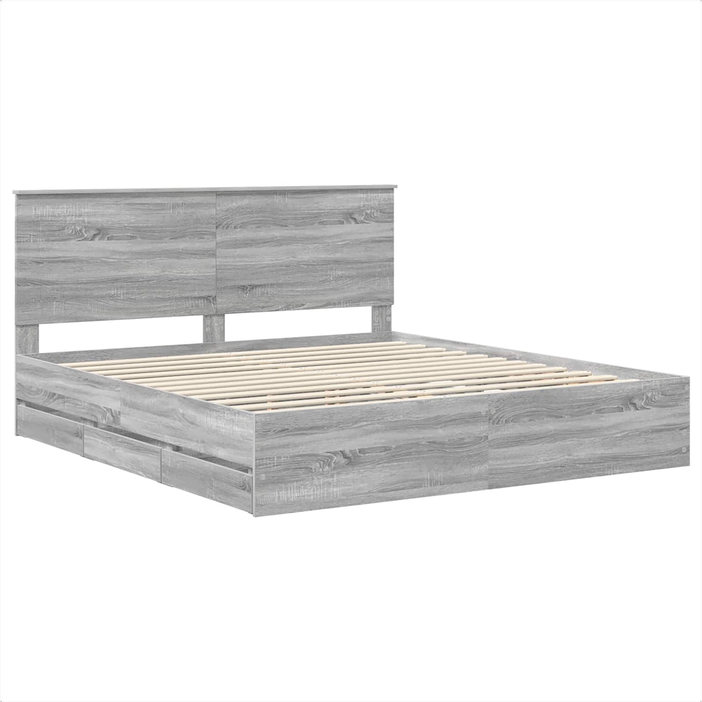 vidaXL Bettrahmen Graues Sonoma 180 x 200 cm Ingenieurs Holz