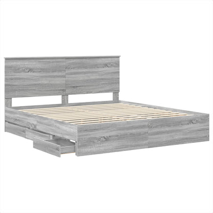 vidaXL Bettrahmen Graues Sonoma 180 x 200 cm Ingenieurs Holz