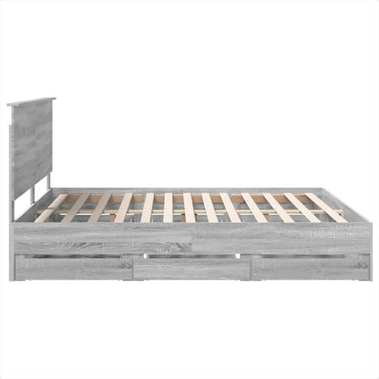 vidaXL Bettrahmen Graues Sonoma 180 x 200 cm Ingenieurs Holz