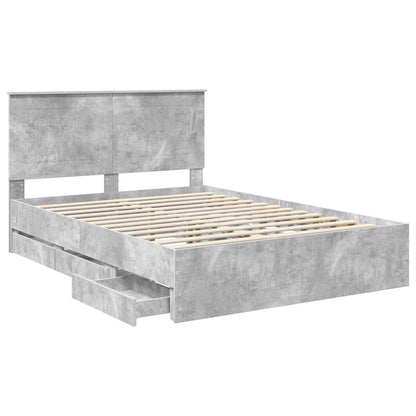 vidaXL Bettrahmen mit Kopfteil Beton Grau 160 x 200 cm Ingenieurs Holz
