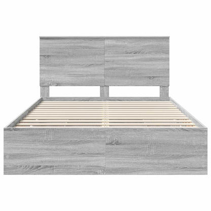 vidaXL Bettrahmen Graues Sonoma 160 x 200 cm Ingenieurs Holz