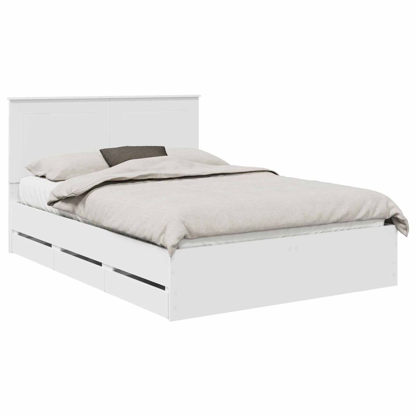 Bettrahmen mit Schubladen Weiß 150 x 200 cm Ingenieurs Holz