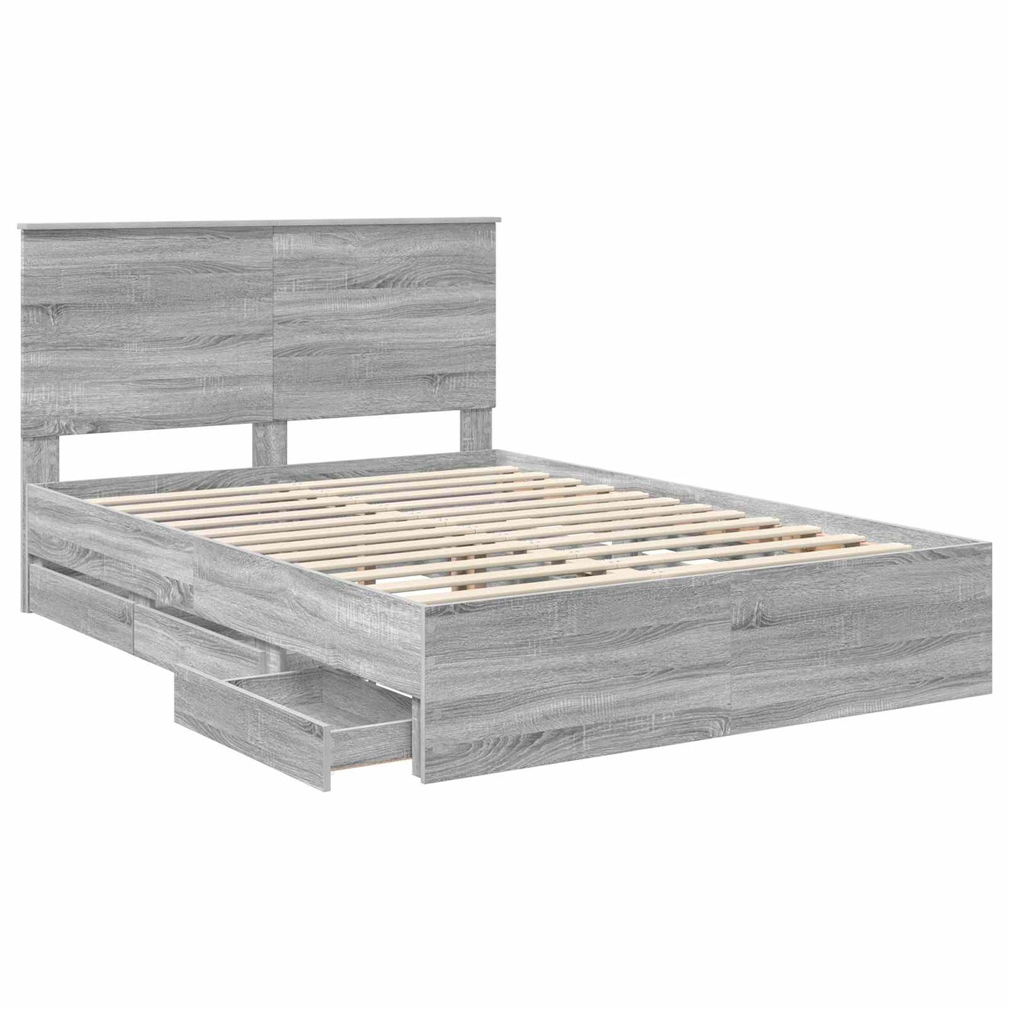 vidaXL Bettrahmen Graues Sonoma 150 x 200 cm Ingenieurs Holz