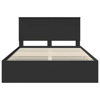 vidaXL Bettrahmen mit Schubladen Schwarz 140 x 190 cm Ingenieurs Holz