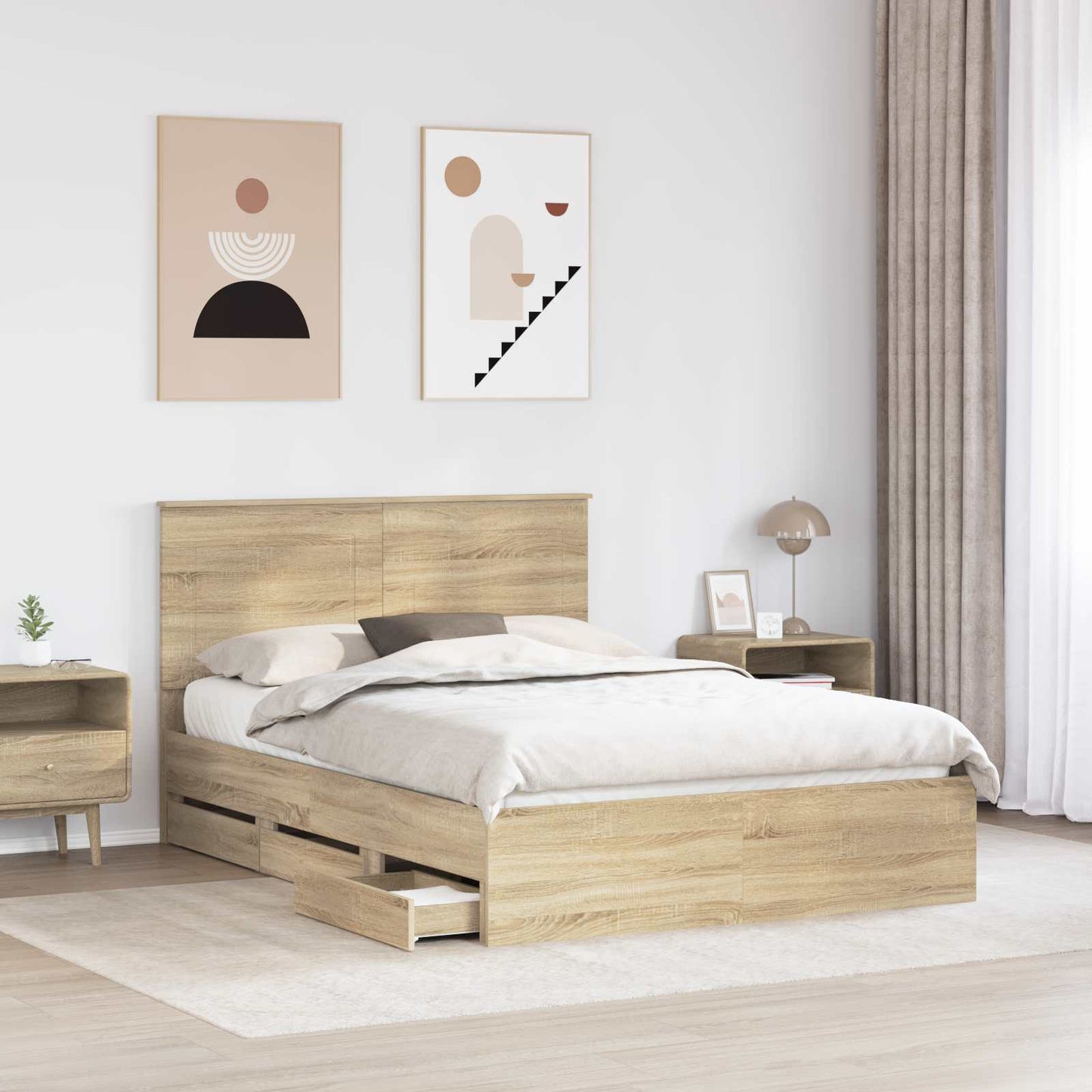 vidaXL Bettrahmen Sonoma-Eiche 140 x 190 cm Ingenieurs Holz
