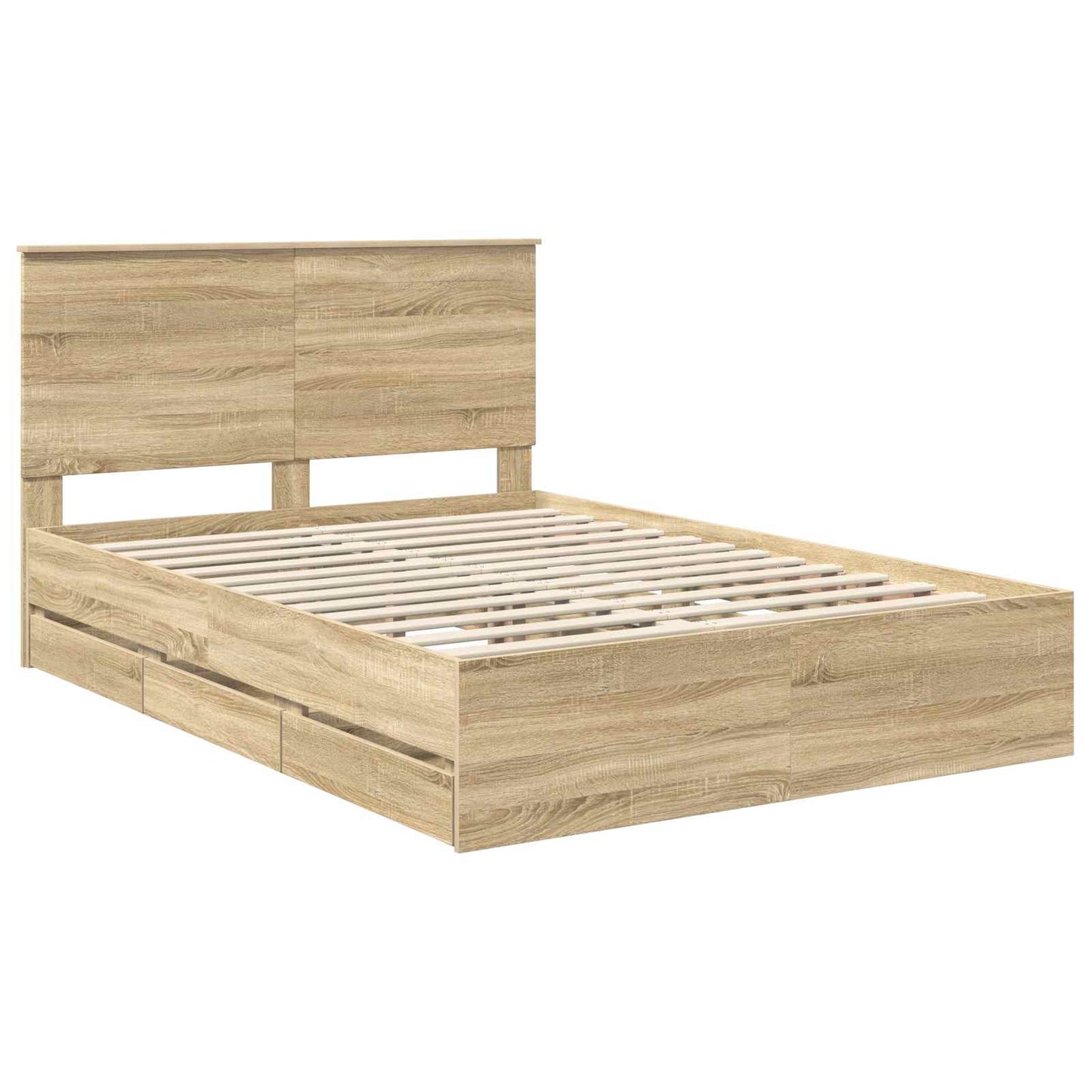 vidaXL Bettrahmen Sonoma-Eiche 140 x 190 cm Ingenieurs Holz