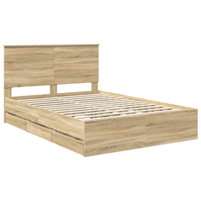 vidaXL Bettrahmen Sonoma-Eiche 140 x 190 cm Ingenieurs Holz