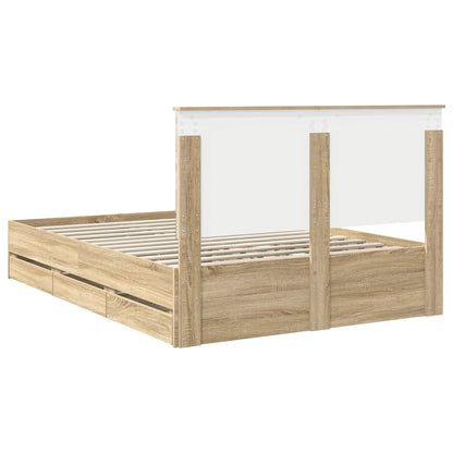 vidaXL Bettrahmen Sonoma-Eiche 140 x 190 cm Ingenieurs Holz