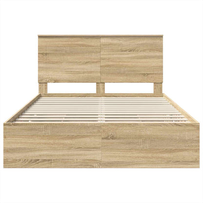 vidaXL Bettrahmen Sonoma-Eiche 140 x 190 cm Ingenieurs Holz