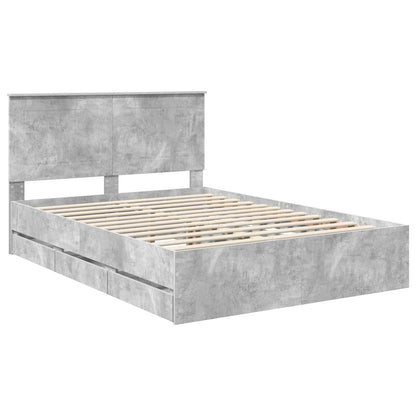 vidaXL Bettrahmen mit Kopfteil Beton Grau 140 x 190 cm Ingenieurs Holz
