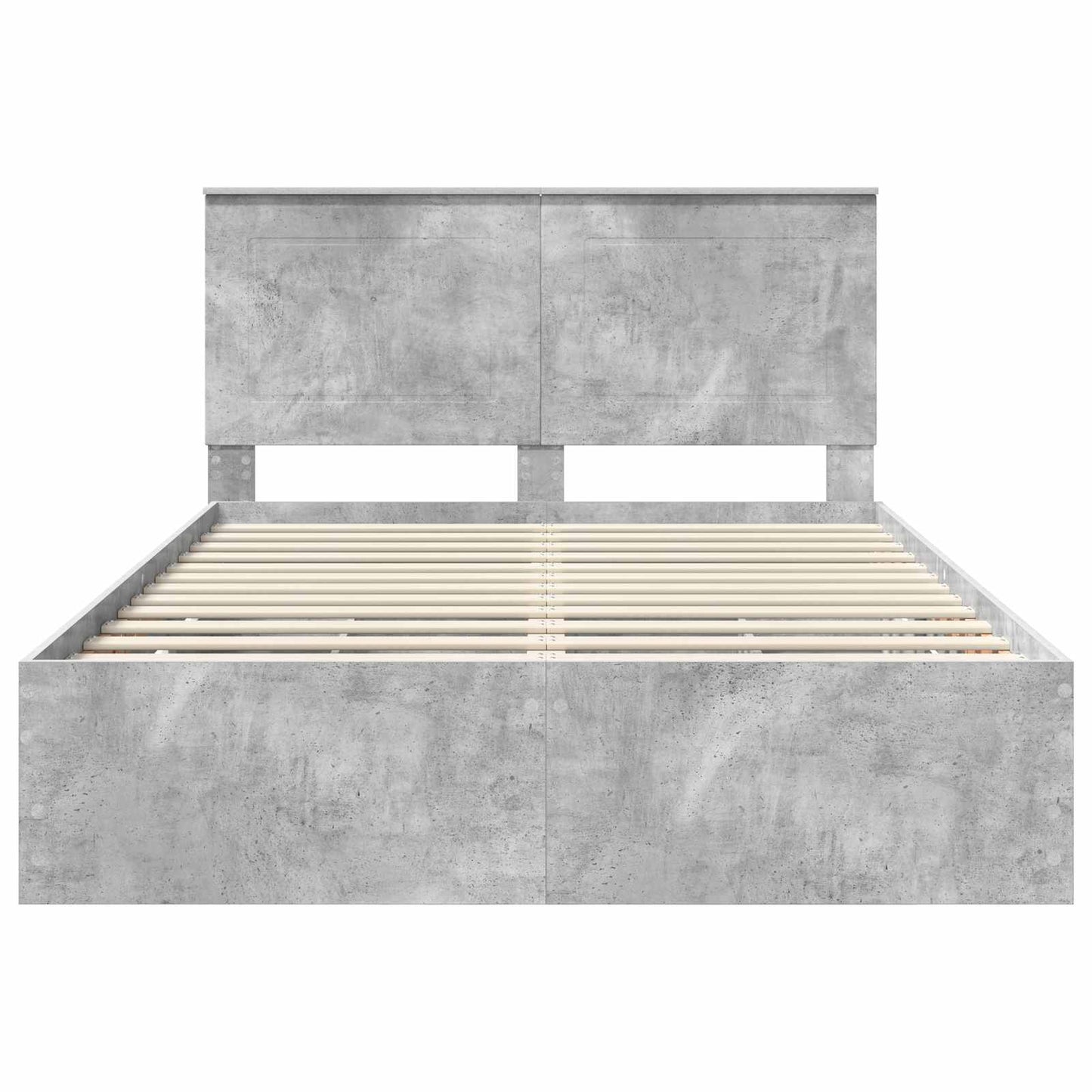 vidaXL Bettrahmen mit Kopfteil Beton Grau 140 x 190 cm Ingenieurs Holz