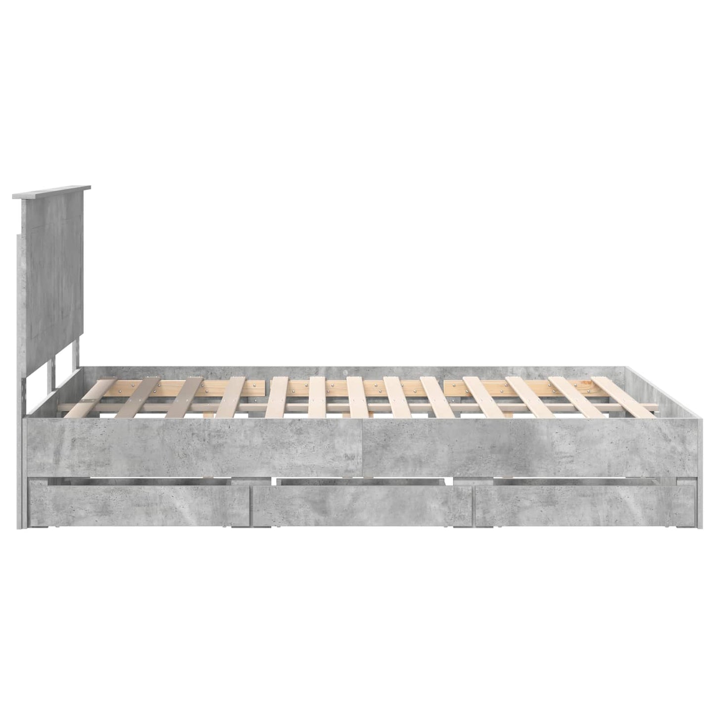 vidaXL Bettrahmen mit Kopfteil Beton Grau 140 x 190 cm Ingenieurs Holz