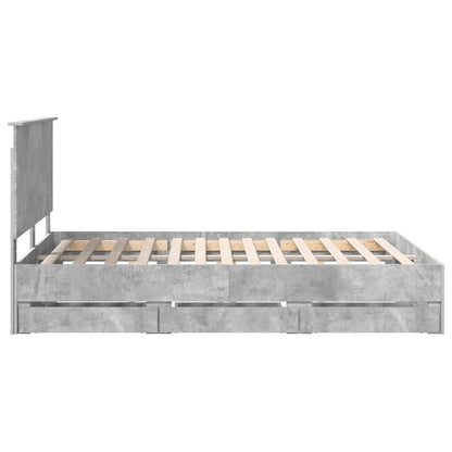 vidaXL Bettrahmen mit Kopfteil Beton Grau 140 x 190 cm Ingenieurs Holz