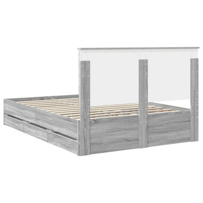 vidaXL Bettrahmen Graues Sonoma 140 x 190 cm Ingenieurs Holz