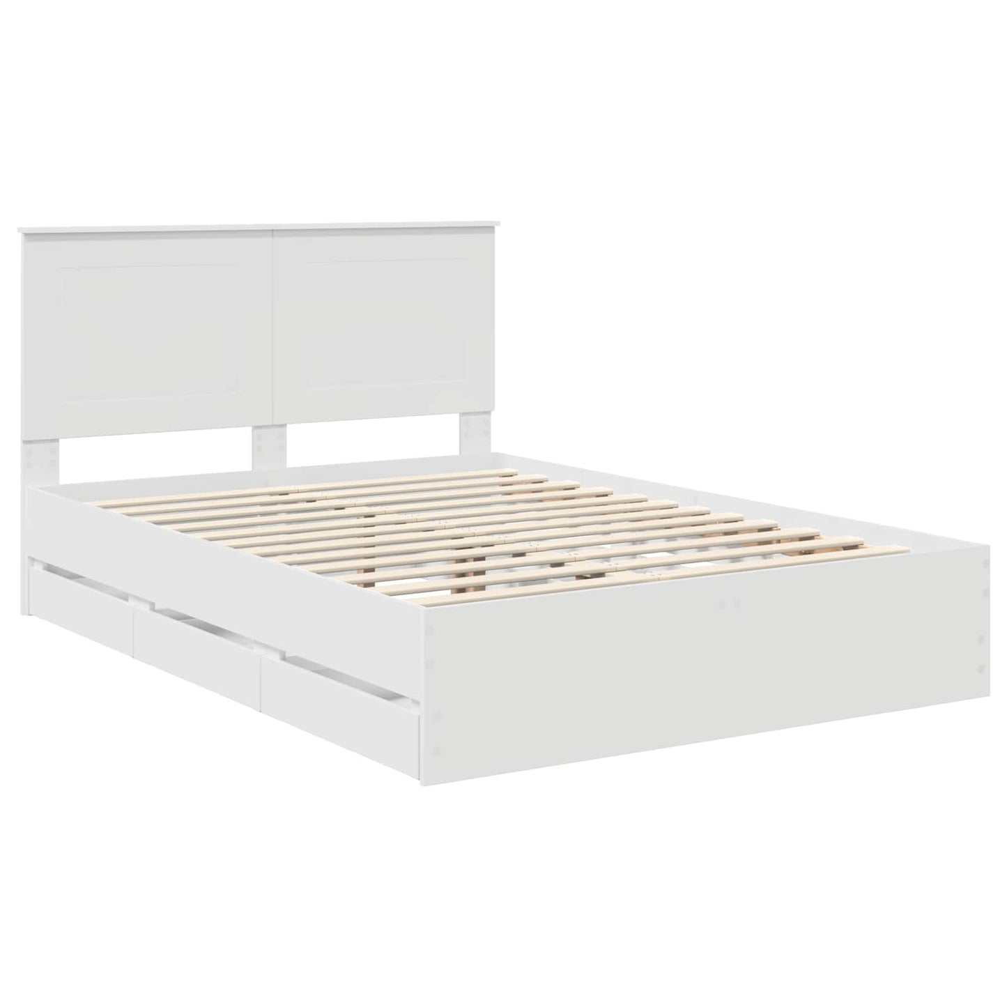 vidaXL Bettrahmen mit Schubladen Weiß 140 x 200 cm Ingenieurs Holz