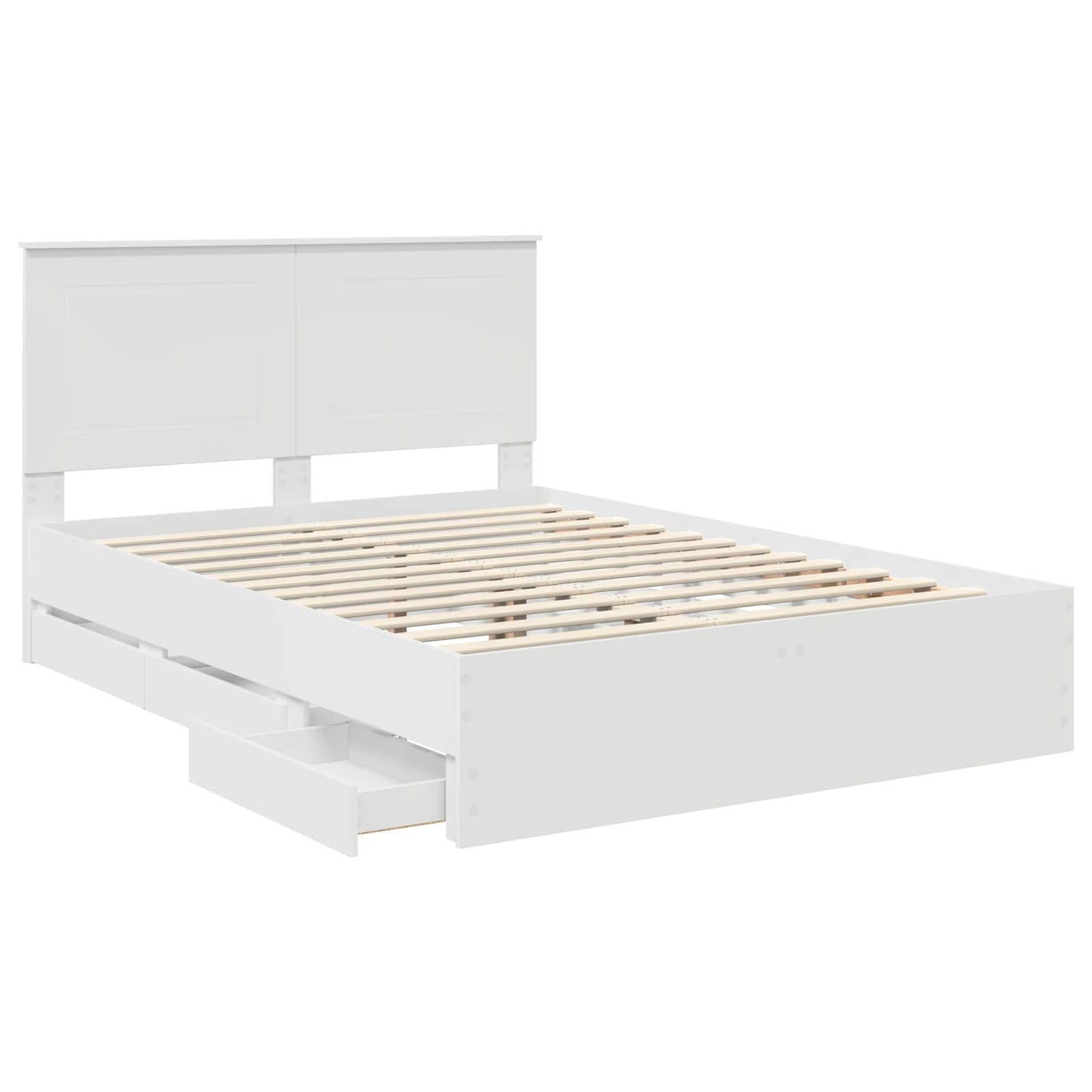 vidaXL Bettrahmen mit Schubladen Weiß 140 x 200 cm Ingenieurs Holz