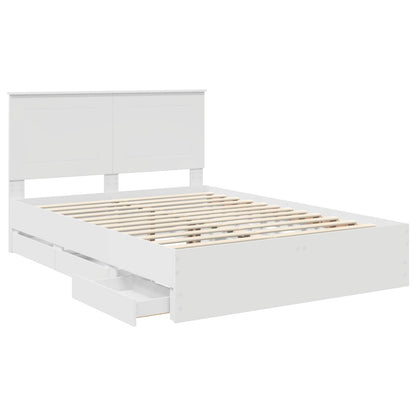 vidaXL Bettrahmen mit Schubladen Weiß 140 x 200 cm Ingenieurs Holz