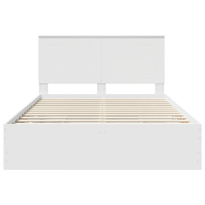 vidaXL Bettrahmen mit Schubladen Weiß 140 x 200 cm Ingenieurs Holz