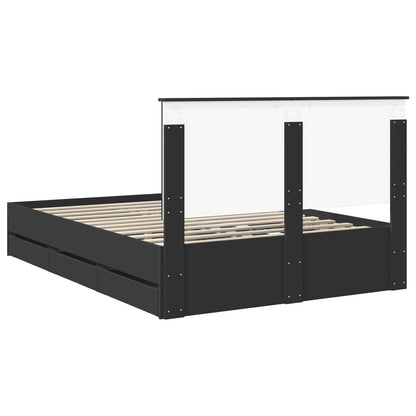 vidaXL Bettrahmen mit Schubladen Schwarz 140 x 200 cm Ingenieurs Holz