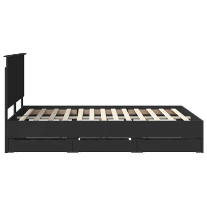vidaXL Bettrahmen mit Schubladen Schwarz 140 x 200 cm Ingenieurs Holz