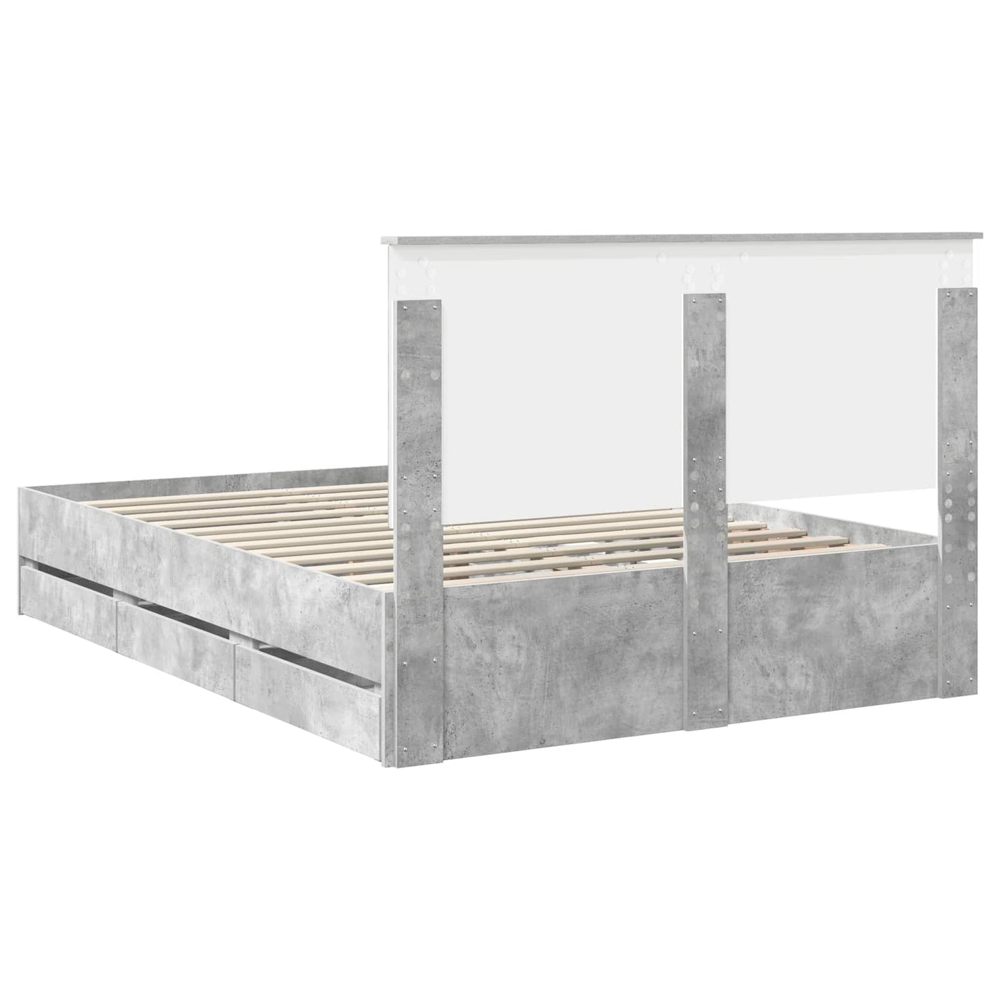 vidaXL Bettrahmen mit Kopfteil Beton Grau 140 x 200 cm Ingenieurs Holz