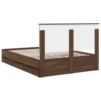 vidaXL Bettrahmen Braun Eichen-Optik 140 x 200 cm Ingenieurs Holz