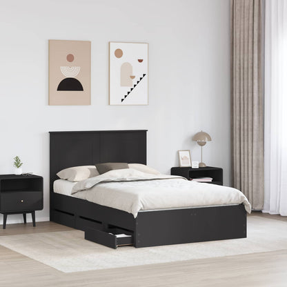 vidaXL Bettrahmen mit Schubladen Schwarz 135 x 190 cm Ingenieurs Holz
