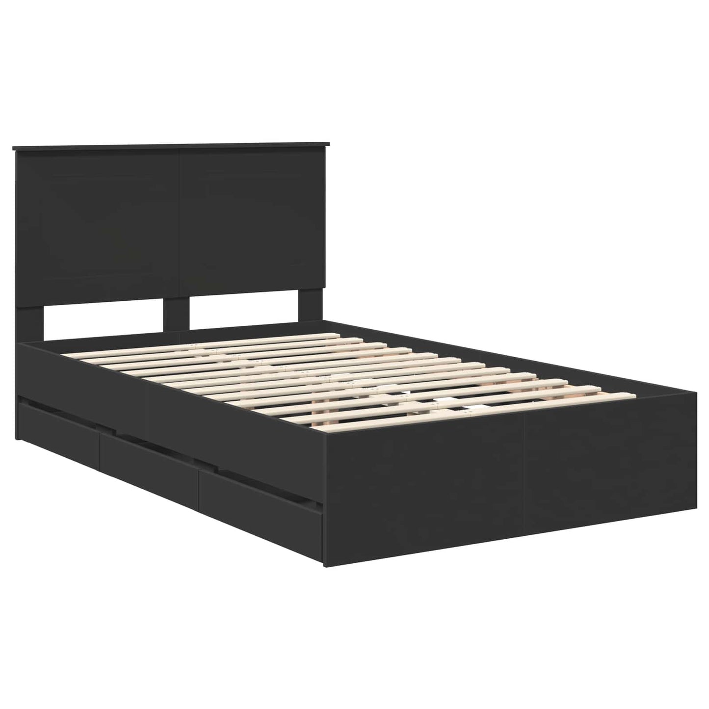 vidaXL Bettrahmen mit Schubladen Schwarz 135 x 190 cm Ingenieurs Holz
