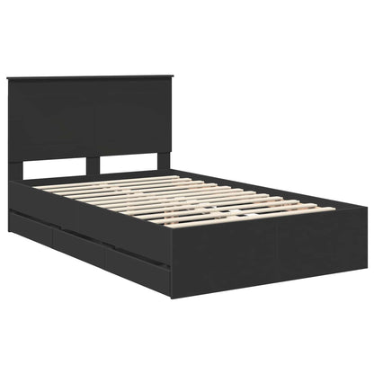 vidaXL Bettrahmen mit Schubladen Schwarz 135 x 190 cm Ingenieurs Holz