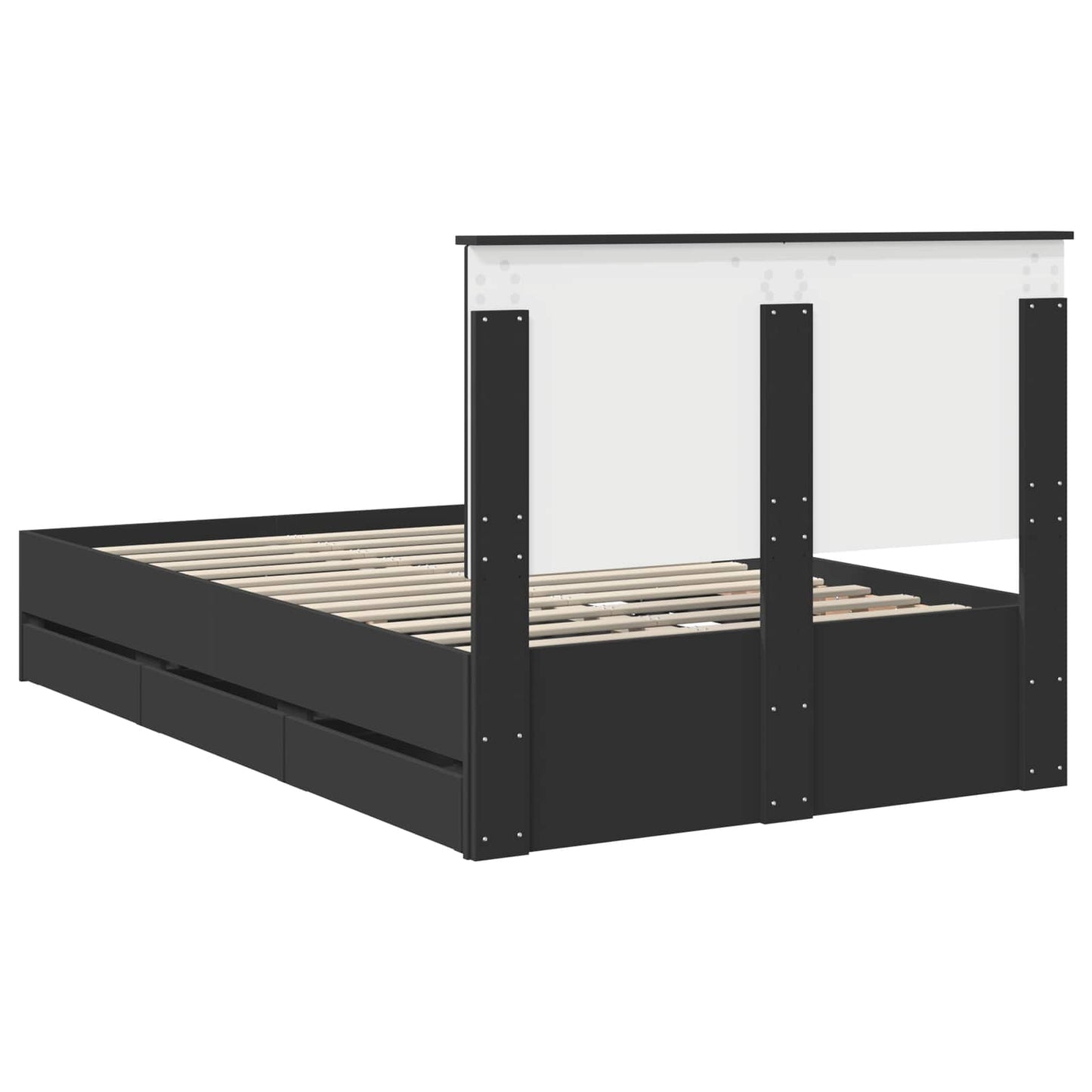 vidaXL Bettrahmen mit Schubladen Schwarz 135 x 190 cm Ingenieurs Holz