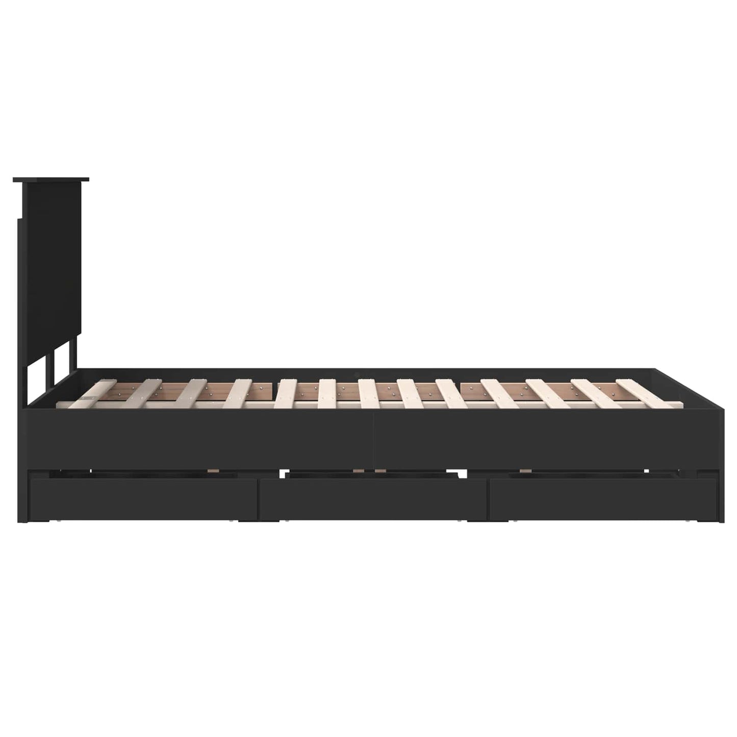 vidaXL Bettrahmen mit Schubladen Schwarz 135 x 190 cm Ingenieurs Holz