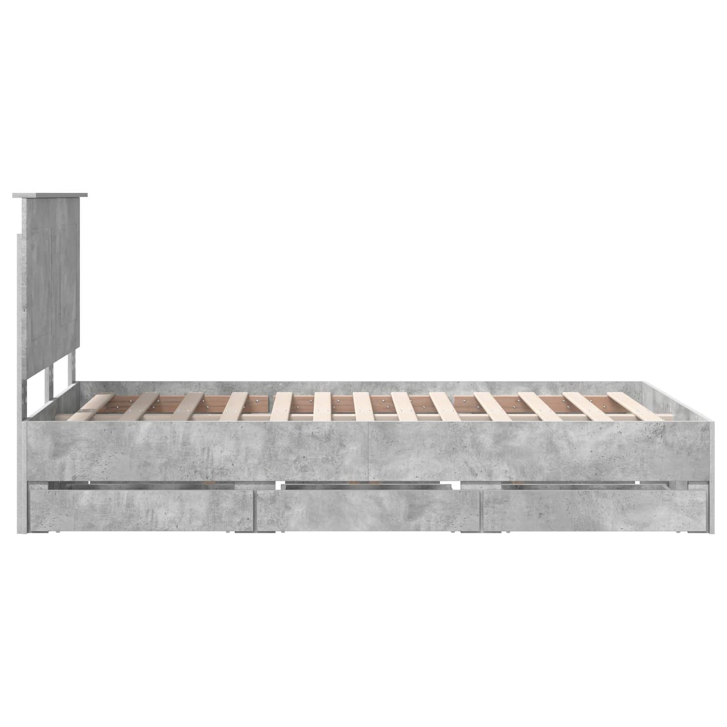vidaXL Bettrahmen mit Kopfteil Beton Grau 135 x 190 cm Ingenieurs Holz