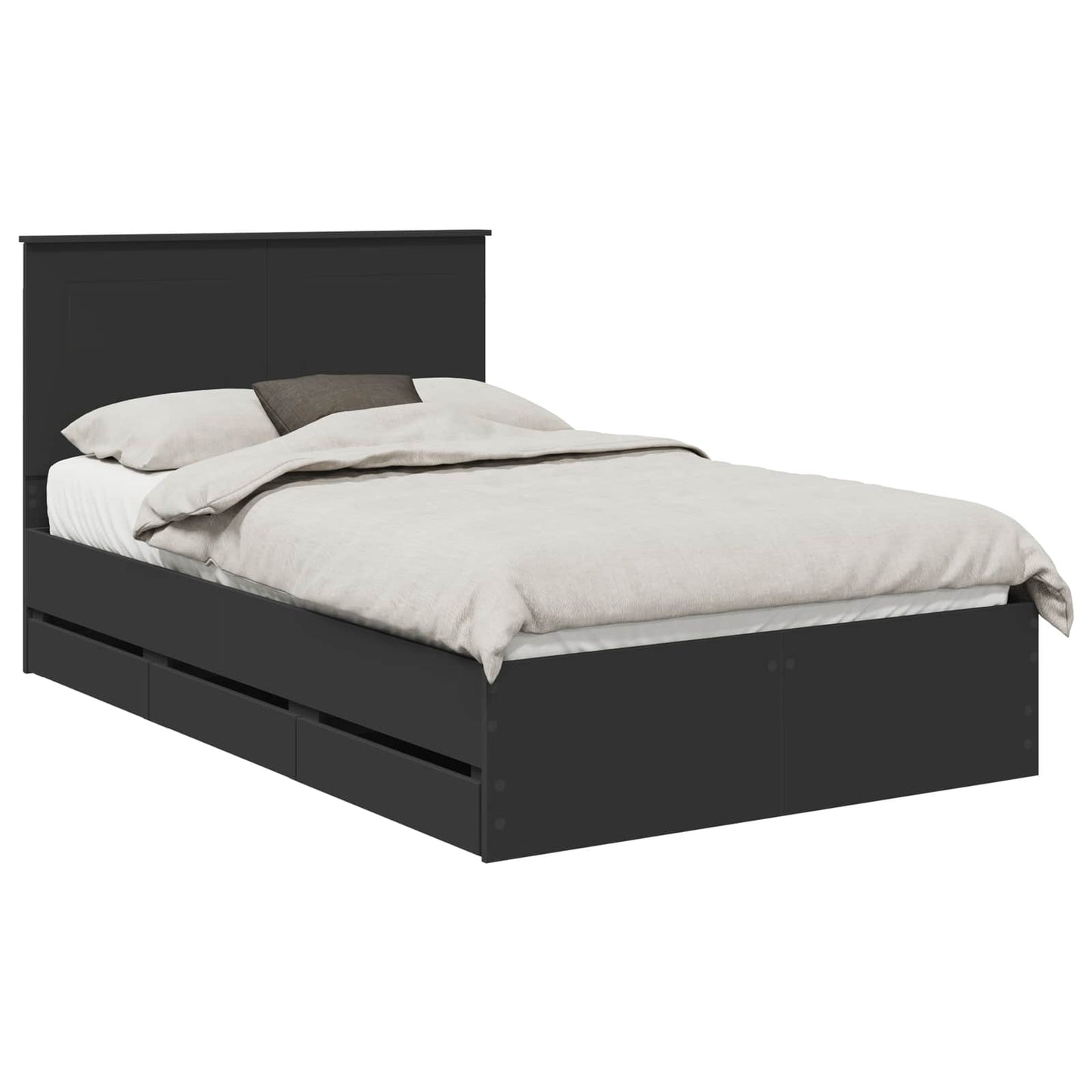 Bettrahmen mit Schubladen Schwarz 120 x 190 cm Ingenieurs Holz