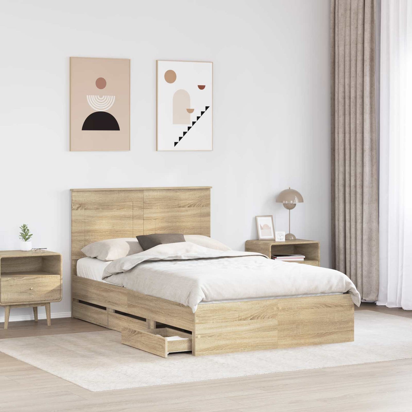vidaXL Bettrahmen Sonoma-Eiche 120 x 190 cm Ingenieurs Holz