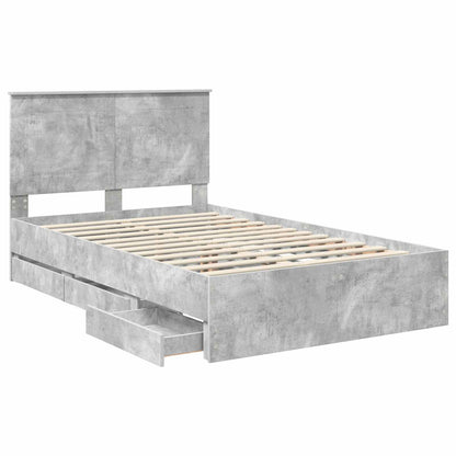 vidaXL Bettrahmen mit Kopfteil Beton Grau 120 x 190 cm Ingenieurs Holz