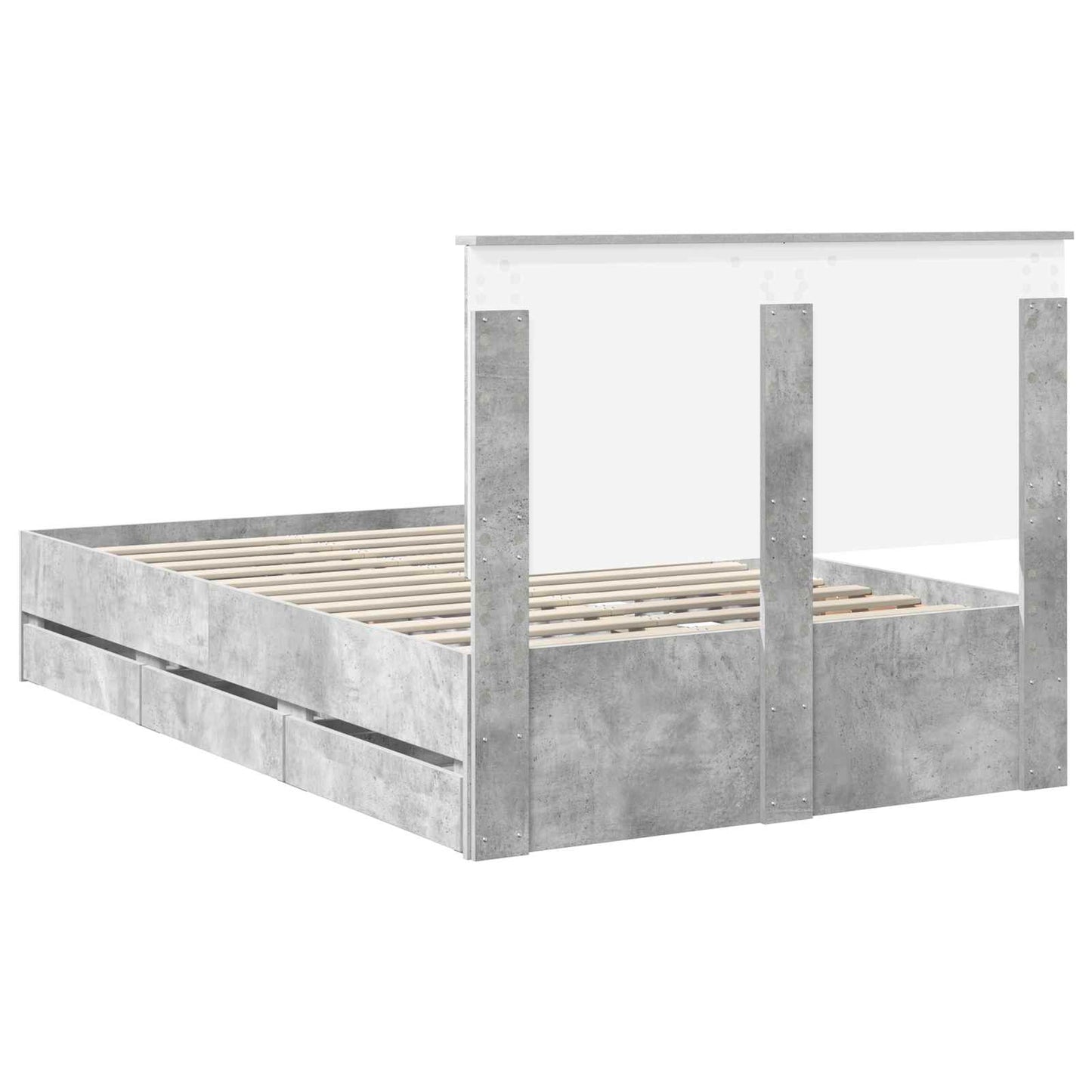 vidaXL Bettrahmen mit Kopfteil Beton Grau 120 x 190 cm Ingenieurs Holz