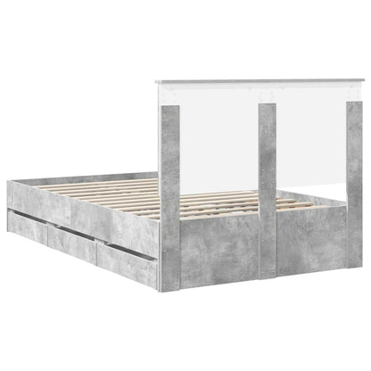 vidaXL Bettrahmen mit Kopfteil Beton Grau 120 x 190 cm Ingenieurs Holz