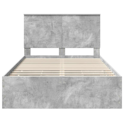 vidaXL Bettrahmen mit Kopfteil Beton Grau 120 x 190 cm Ingenieurs Holz