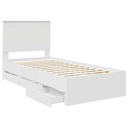 vidaXL Bettrahmen mit Schubladen Weiß 100 x 200 cm Ingenieurs Holz
