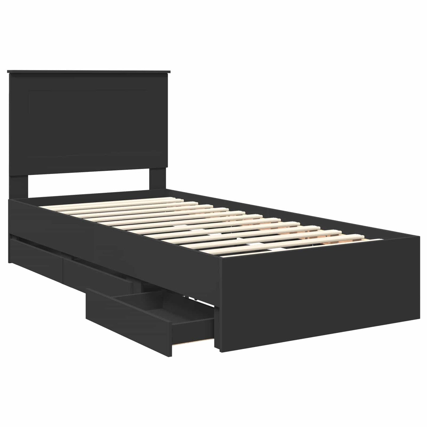 vidaXL Bettrahmen mit Schubladen Schwarz 100 x 200 cm Ingenieurs Holz