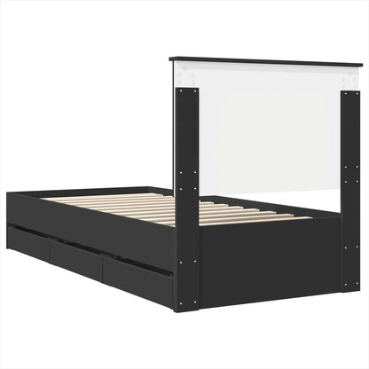 vidaXL Bettrahmen mit Schubladen Schwarz 100 x 200 cm Ingenieurs Holz