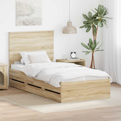 vidaXL Bettrahmen Sonoma-Eiche 100 x 200 cm Ingenieurs Holz