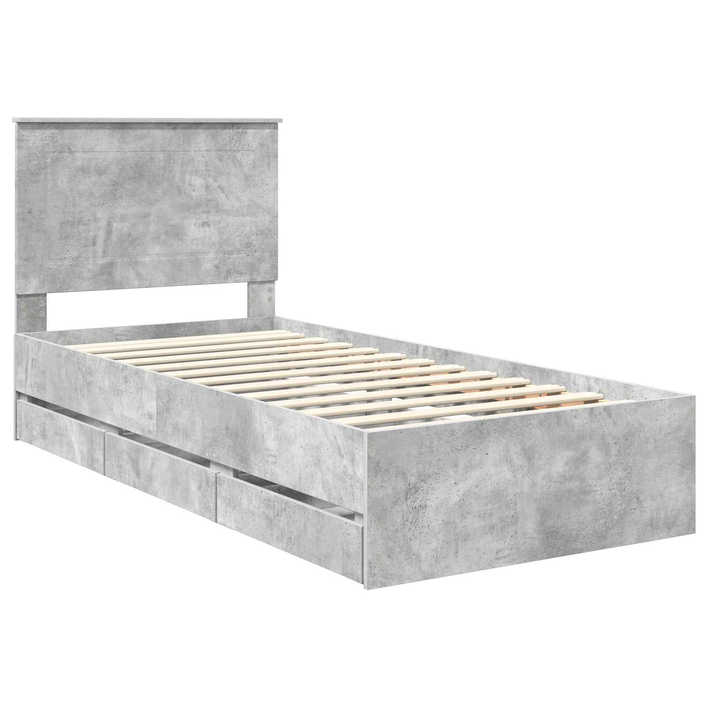 vidaXL Bettrahmen mit Kopfteil Beton Grau 100 x 200 cm Ingenieurs Holz