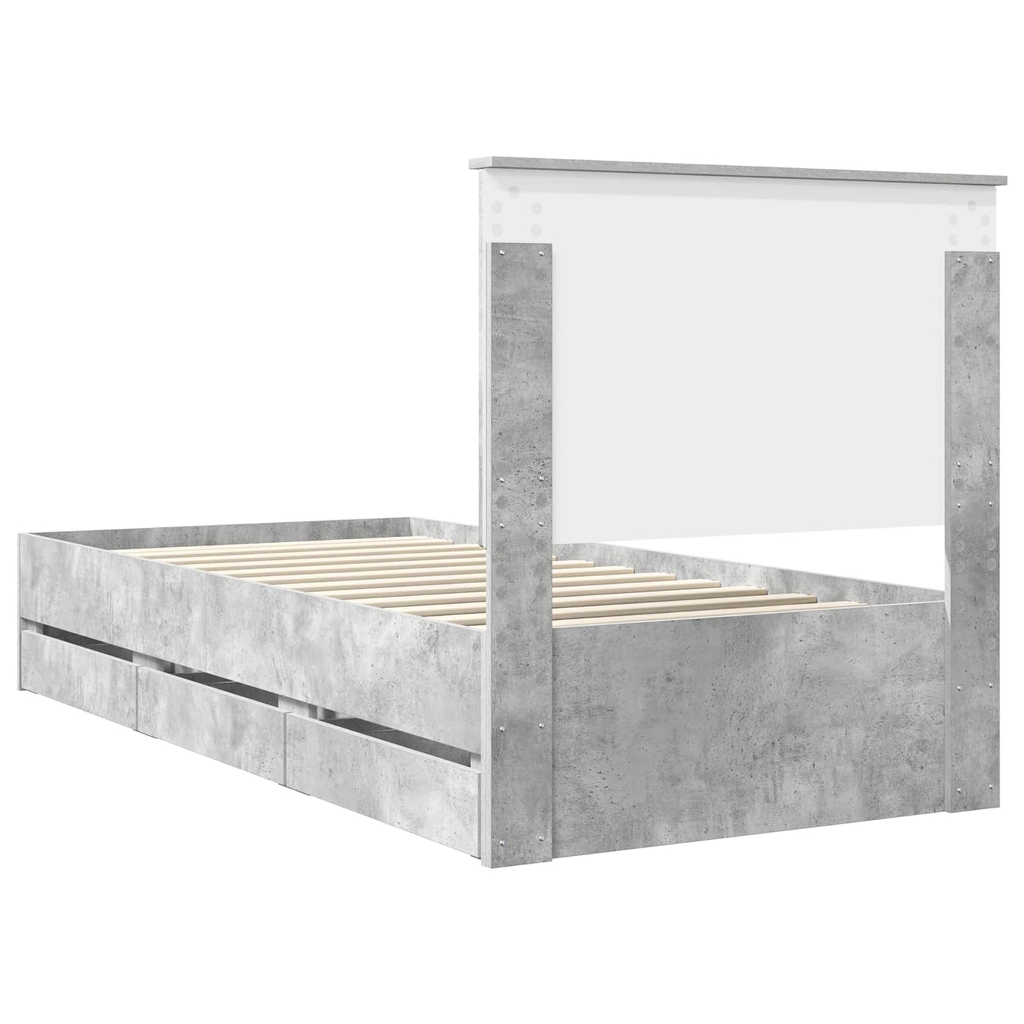 vidaXL Bettrahmen mit Kopfteil Beton Grau 100 x 200 cm Ingenieurs Holz