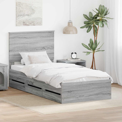 vidaXL Bettrahmen Graues Sonoma 100 x 200 cm Ingenieurs Holz