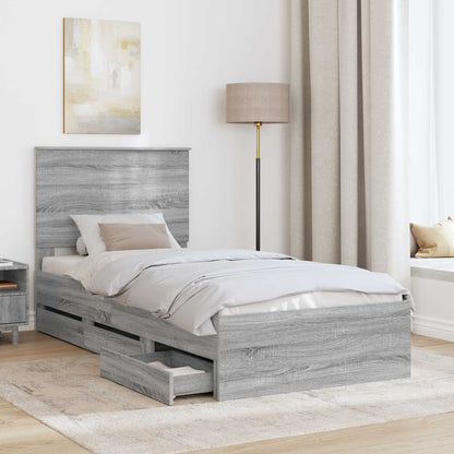 vidaXL Bettrahmen Graues Sonoma 100 x 200 cm Ingenieurs Holz