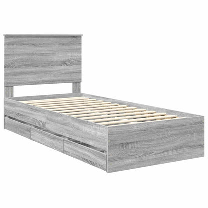 vidaXL Bettrahmen Graues Sonoma 100 x 200 cm Ingenieurs Holz