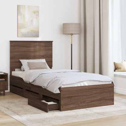 vidaXL Bettrahmen Braun Eichen-Optik 100 x 200 cm Ingenieurs Holz