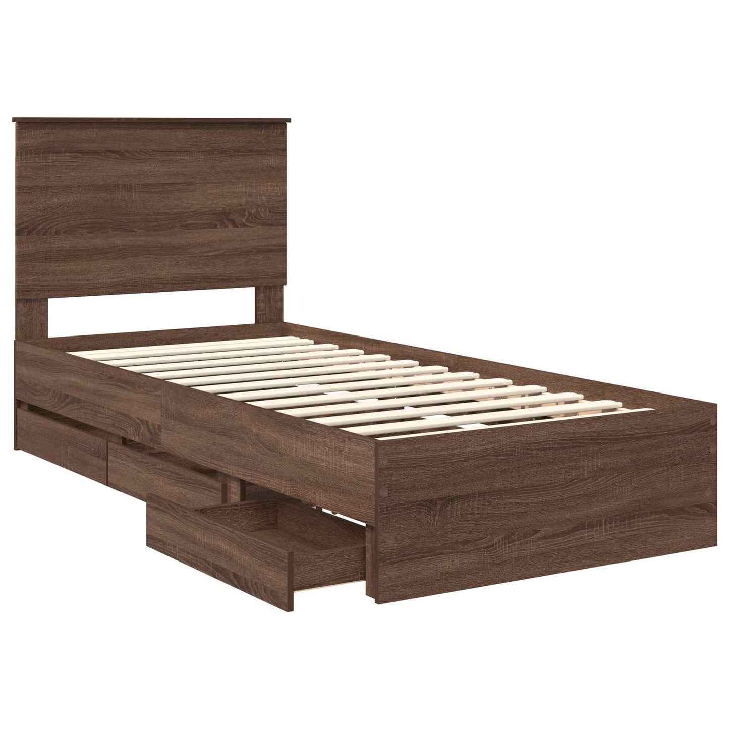 vidaXL Bettrahmen Braun Eichen-Optik 100 x 200 cm Ingenieurs Holz