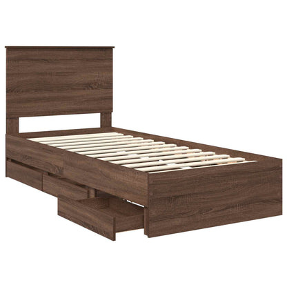 vidaXL Bettrahmen Braun Eichen-Optik 100 x 200 cm Ingenieurs Holz